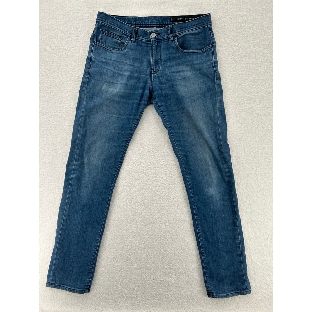 Armani Exchange J13 Slim Fit Blue Jeans Mens Size 32 Medium Wash Denim AX Luxury